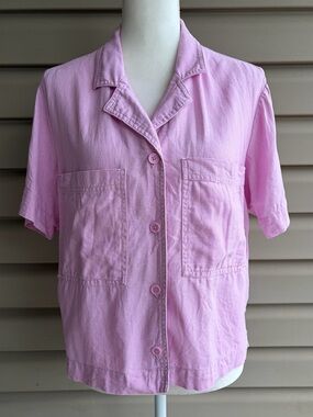 •Buffalo David Bitton• Pink Linen Blend Camp Blouse - Size Medium